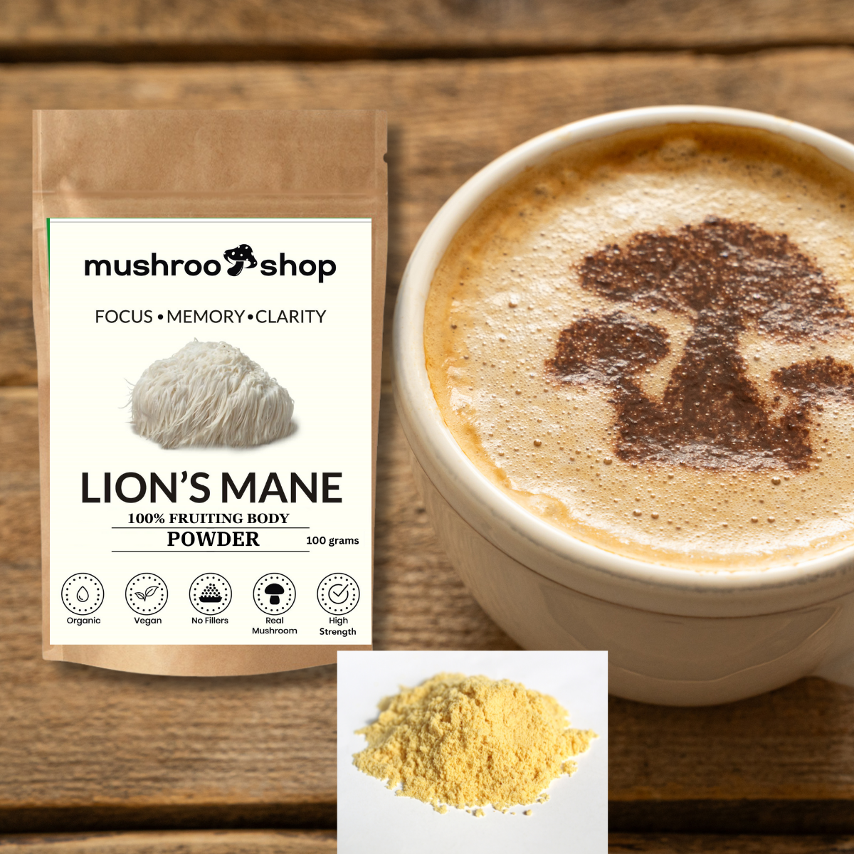 Lion's Mane Powder 100g Organic Certified Lab Tested