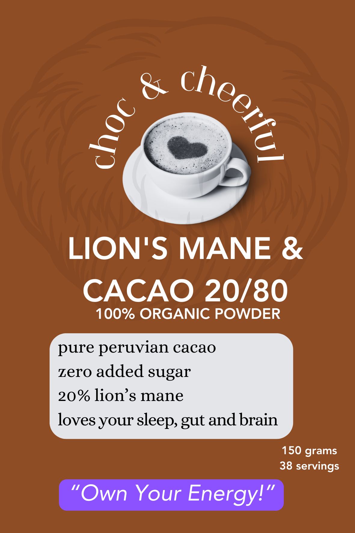 Brain Cacao Lion's Mane and Cacao Powder 20/80