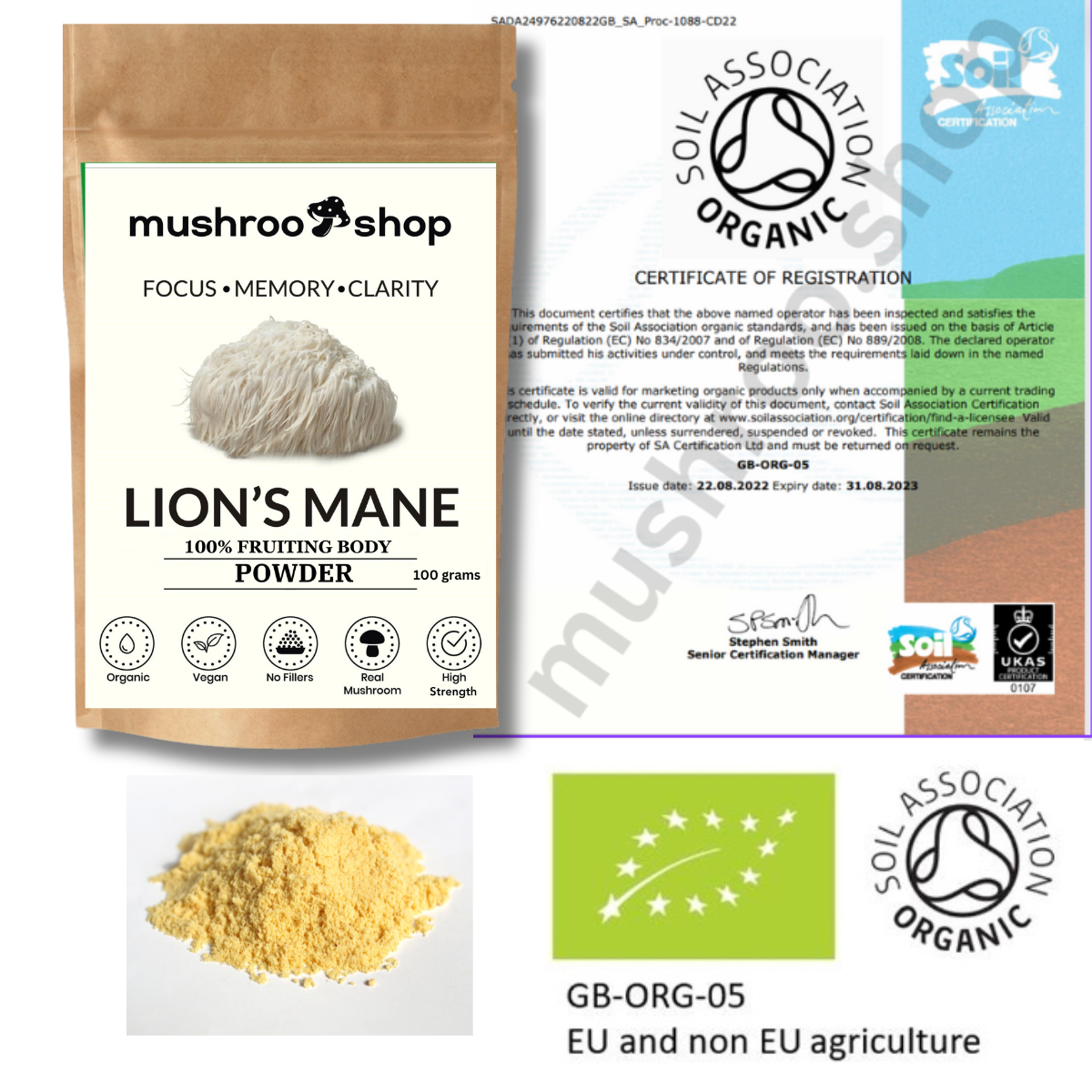 Lion's Mane Powder 100g Organic Certified Lab Tested