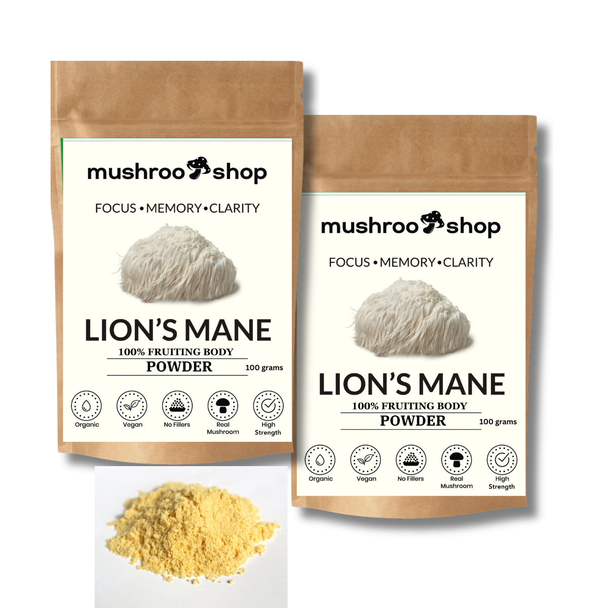 Lion's Mane Powder 100g Organic Certified Lab Tested